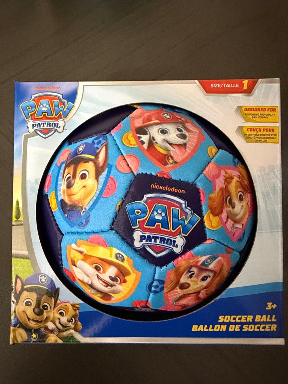 Paw Patrol Blue and Dark Blue Kids Soccer Ball with Character Faces